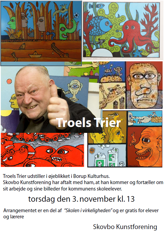 Troels Trier maler nogle meget farverige billeder.